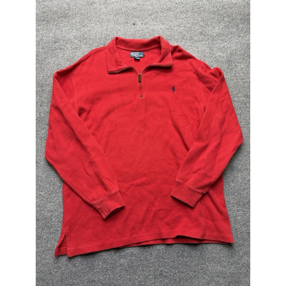 Polo Ralph Lauren Men's Quarter Zip Size‎ Large Tall Red Long Sleeve